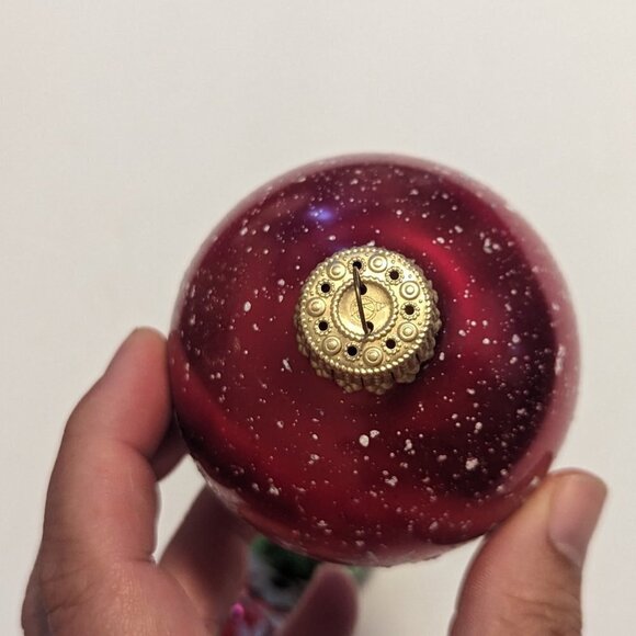 Vintage Mercury Glass Stenciled Snowflake Christmas Holiday Ornament Glitter - Picture 7 of 8